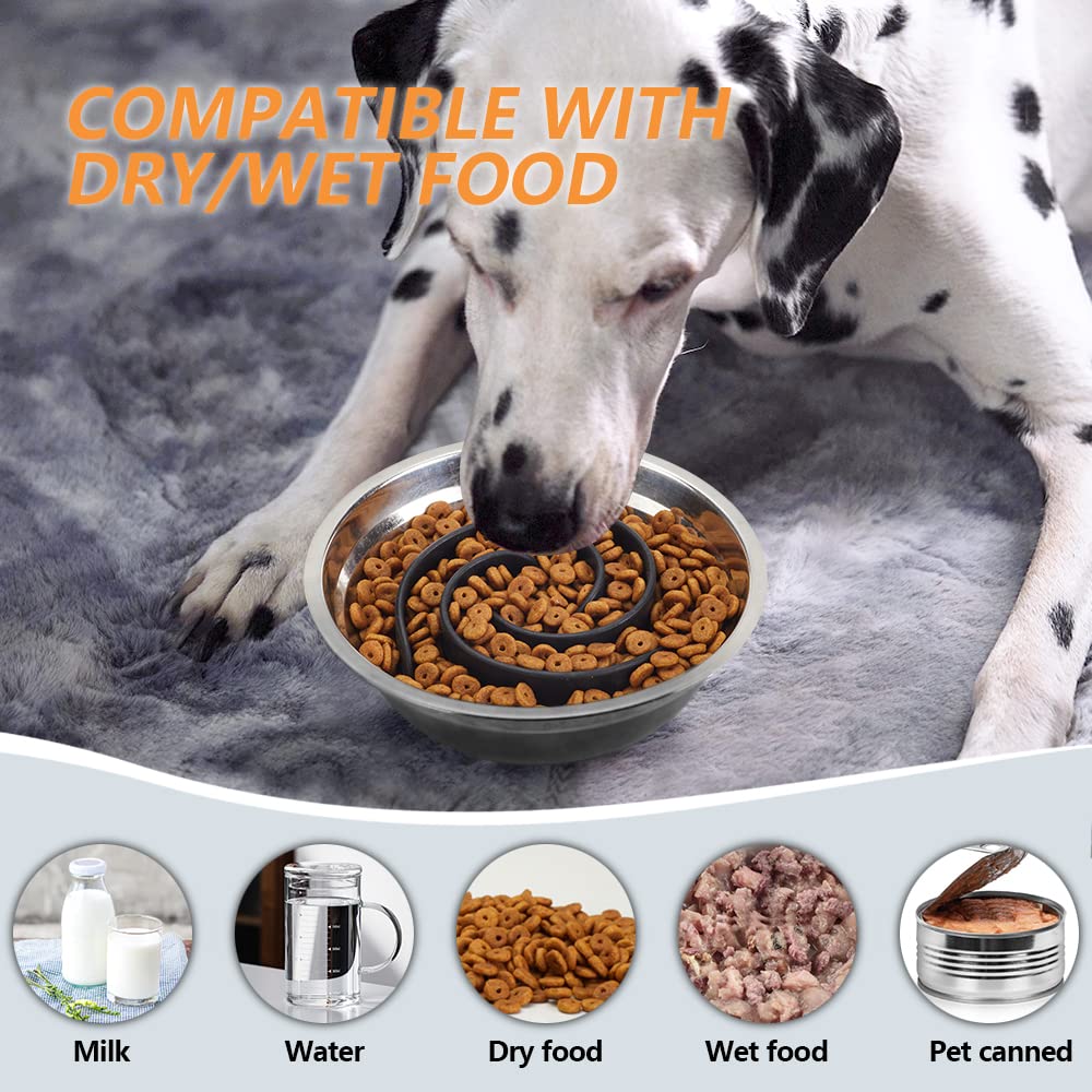 Cuencos de alimentación Lenta para Perros, Cuenco de Silicona Suave para Comida Lenta para Perros pequeños, medianos y Grandes, Compatible con Cuencos Regulares y elevados
