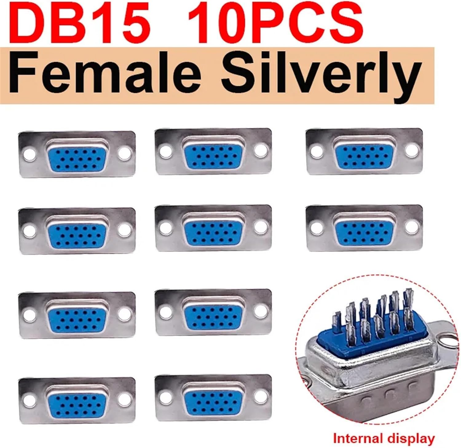 10PCS DB9 Connector core VGA Pl9pin Port Socket Female Male D Type Adapter D SUB DB15(Ivory)