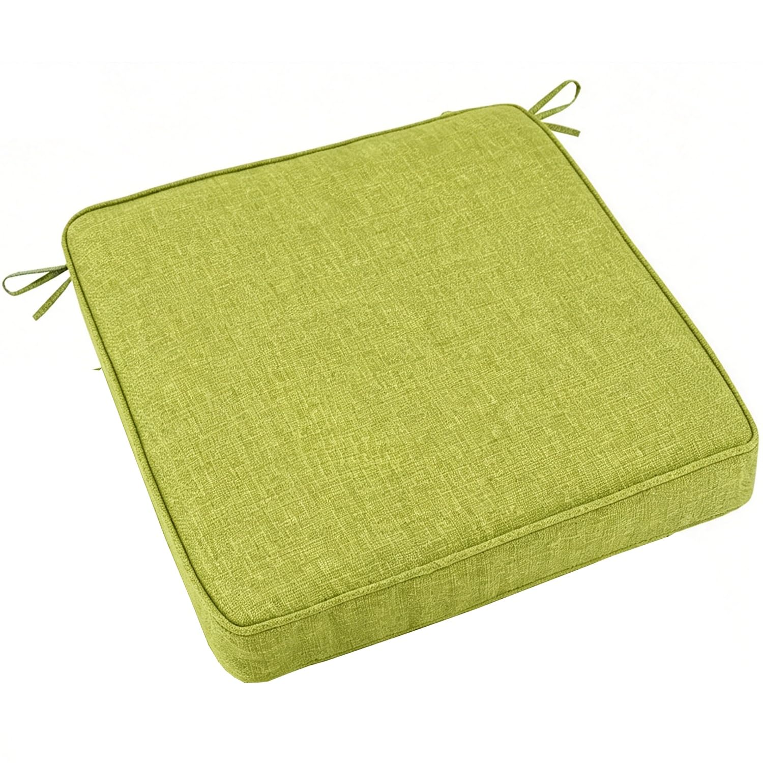 PLCIVSA Square Seat Cushions 25×25/30×30/45×45/50×50cm for Kitchen Chairs/Dining/Office,Memory Foam Chair Pads with Ties & Non-Slip Bottom,Washable Removable(Grass green,45x45x3cm)