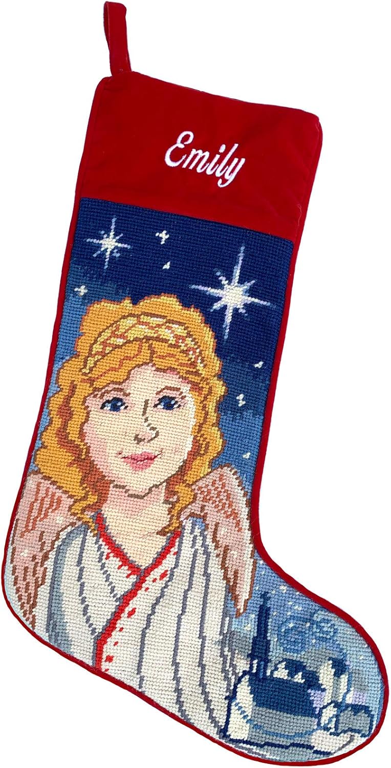 Needlepoint Christmas Stocking Angel Home & Kitchen