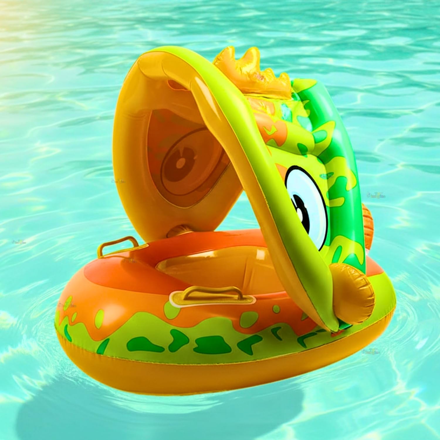 Toy Imagine Baby Pool Float with Canopy & Sunshade, Inflatable Infant Swim Ring for Babies & Toddlers, Kids Swim Float Boat for Pool & Outdoor Water Play, 6–36 Months (71 × 56 cm)