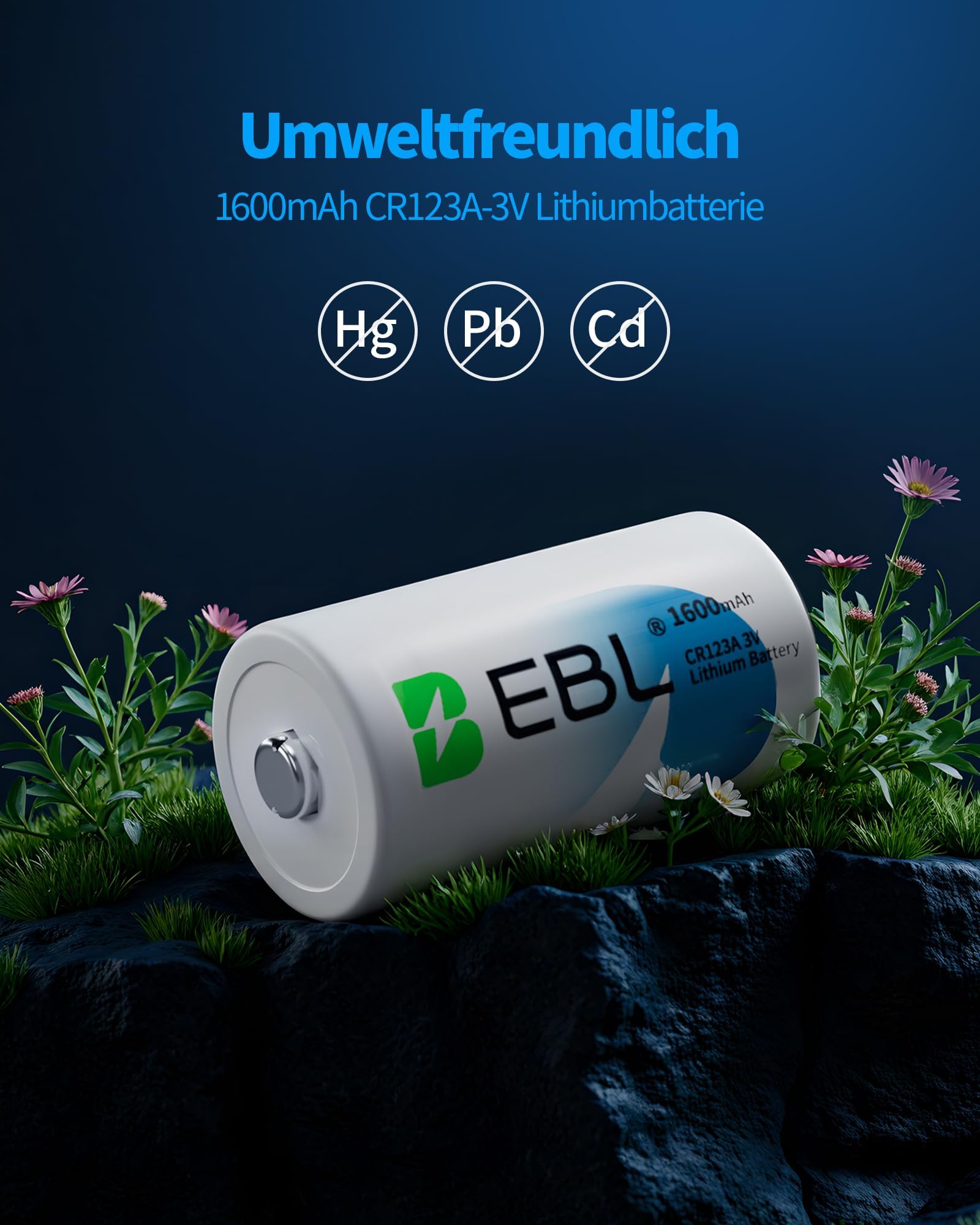 EBL CR123A baterie litowe, zestaw 6 sztuk, 3 V, jednorazowe baterie o pojemności 1600 mAh, do systemów alarmowych, latarek, aparatów fotograficznych i lamp błyskowych - wysoka wydajność i szczelność