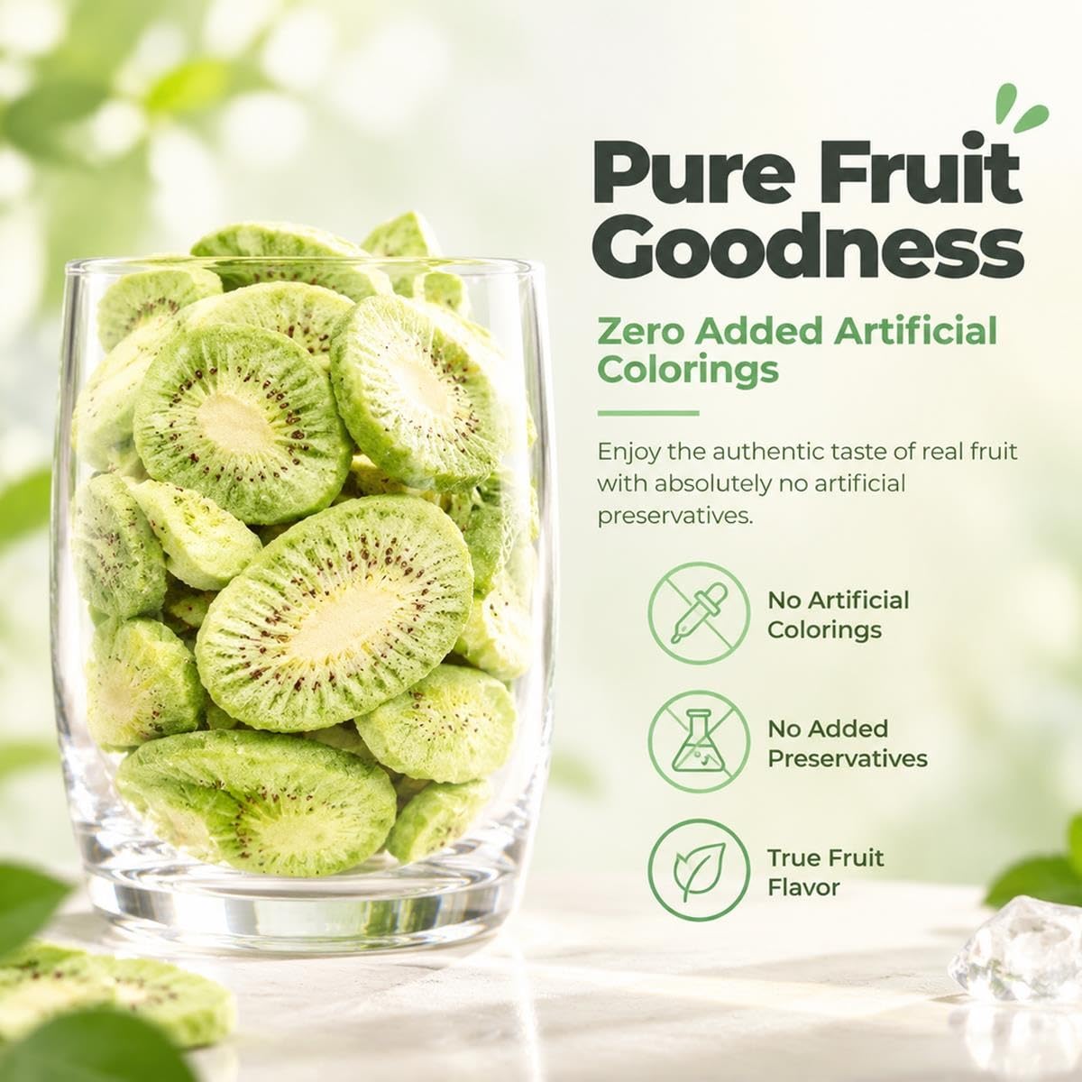 Kiwi Liofilizado en Rodajas 75g Bote Trozos de Fruta Deshidratada