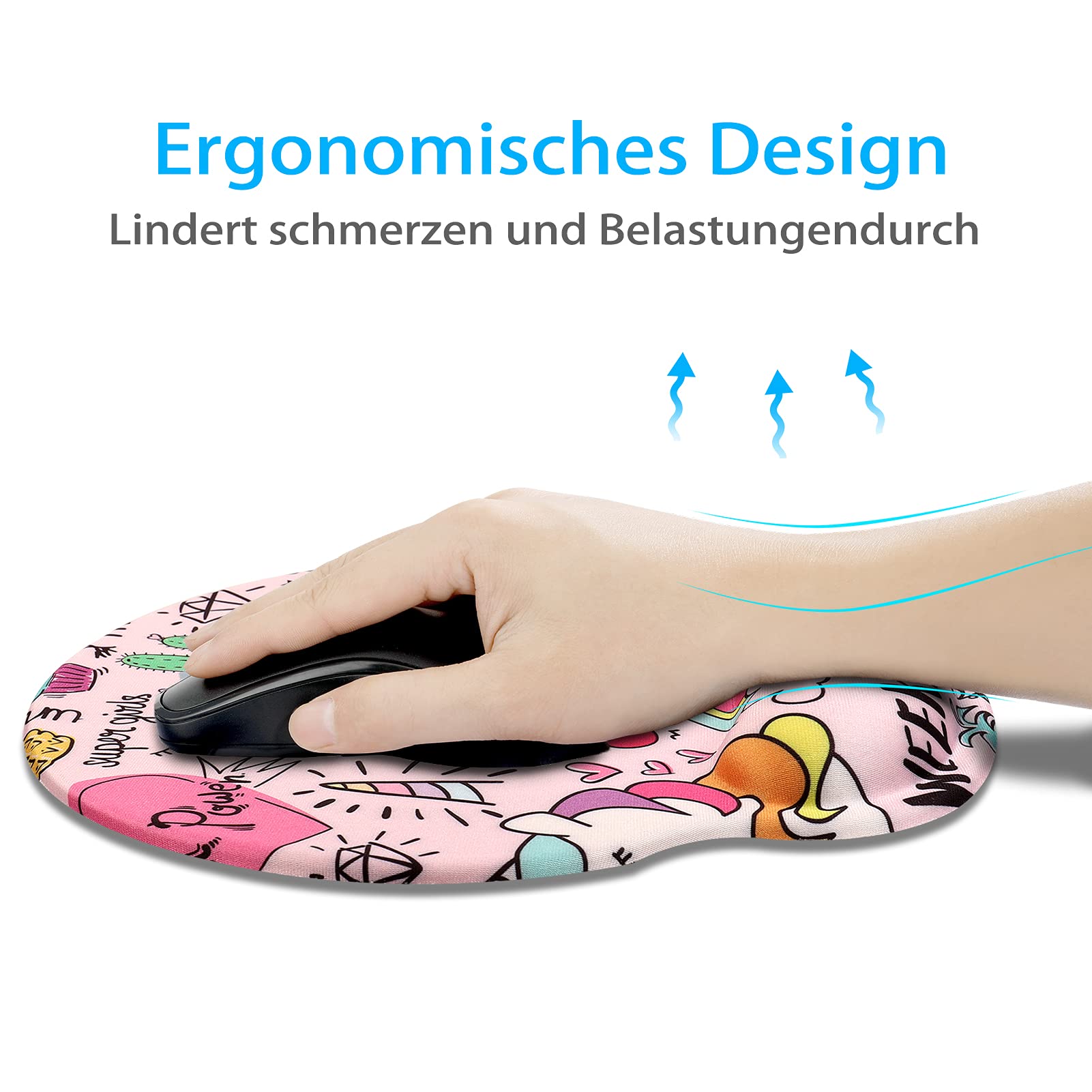 GIM Tapis De Souris Ergonomique Avec Repose-Main - Avec Repose-Poignet En Gel - Coussin De Poignet
