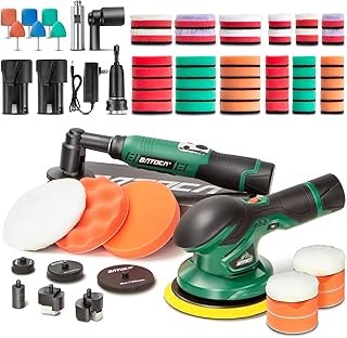 BATOCA S3 schnurloser Auto-Pufferpolierer & S6 Mini Akku-Polierer für Autopflege, 2 Stück 2,0 Ah 12 V Lithium-Ionen-Universal-Batterien, 0 mm Rotationspolierer, 3 & 12 mm Dual-Action-Polierer