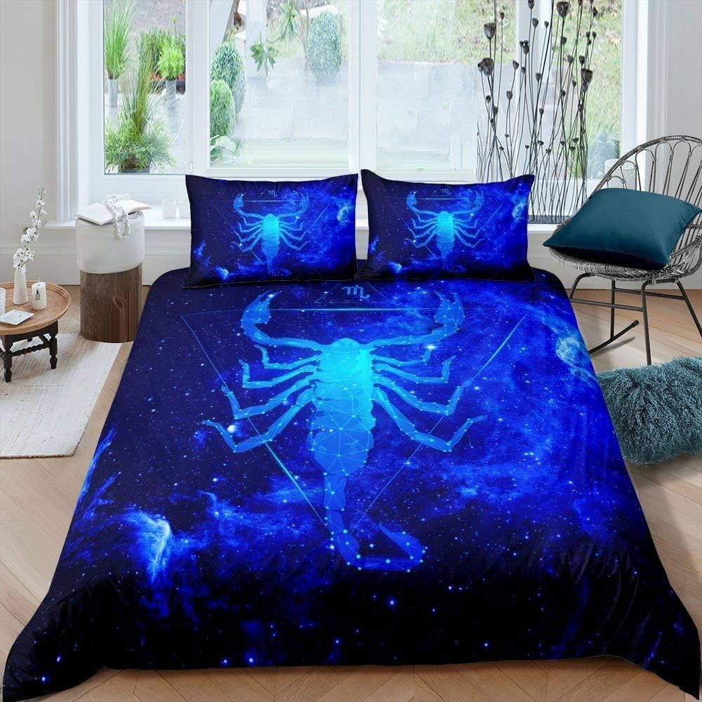 Parure de lit 220x240 Constellation Scorpion en microfibre avec 2 taies