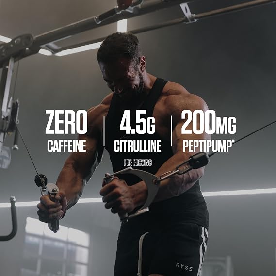 Ryse Loaded Pump Pre Workout Powder - Unflavored - No Caffeine Stimulant Free Formula for Pump, Power & Endurance - L-Citrulline, PeptiPump, Betaine Anhydrous, Taurine & AstraGin - 25 Servings
