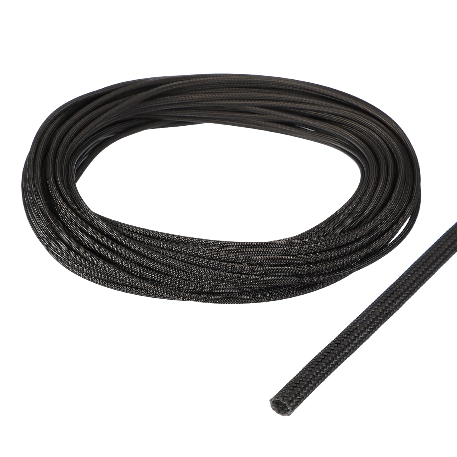 sourcing map Insulation Cable Protector,2.5mm/0.10 Inch-20m/66 Feet High TEMP Fiberglass Sleeve Black