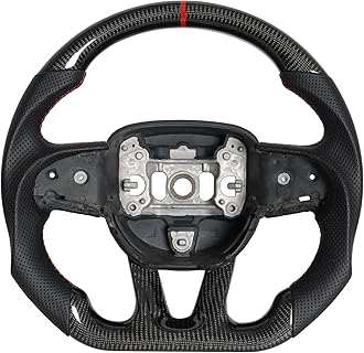 Car Steering Wheel Carbon Fiber Steering Wheel Locator Wire Breathable Anti-skid Compatible with Dodge Challenger/Charger/HellCat 2015-2020 SRT(dry carbon)