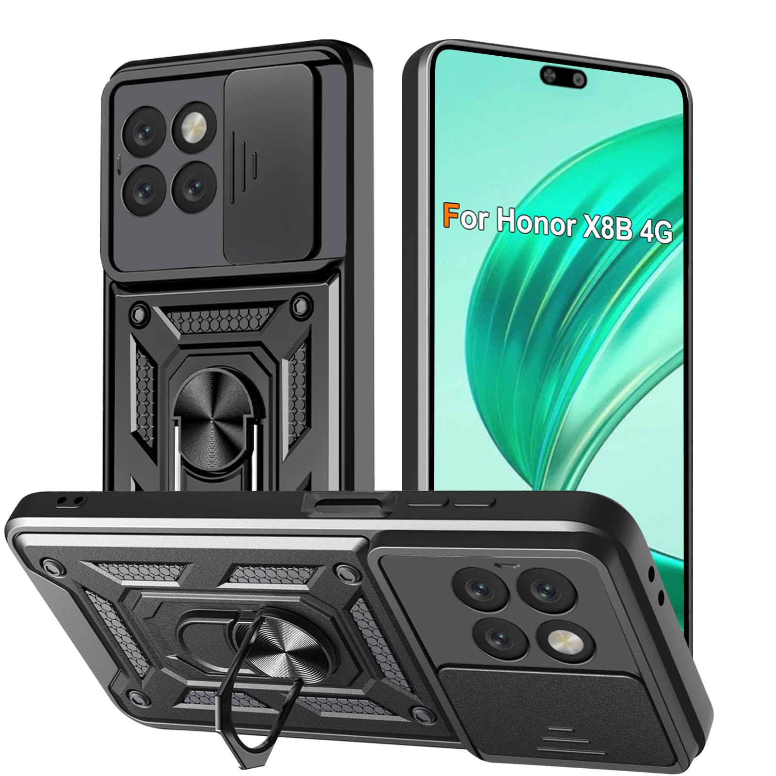 TingYR Cover per Honor 70 PRO+, Supporto Anello Rotante a 360