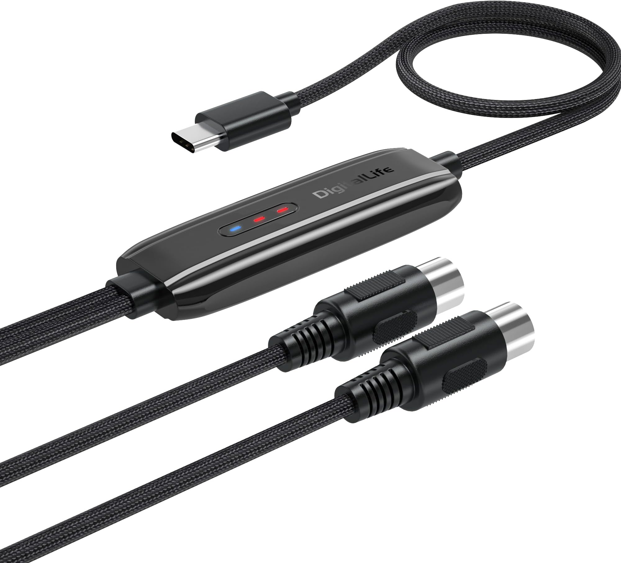 DigitalLife USB to 5-Pin MIDI Interface for PC and Mac - Metal, MIDI-C01