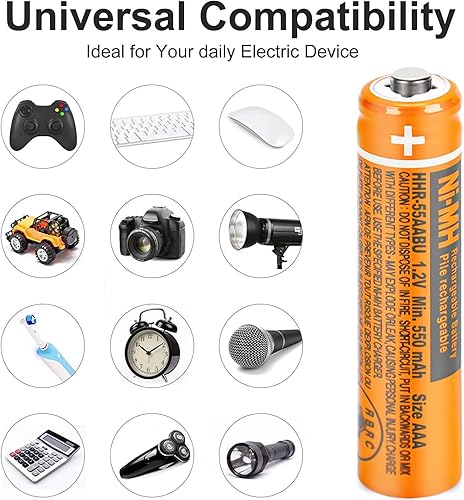 Miniatura 7 de OSIM Paquete de 12 pilas recargables HHR-55AAABU NI-MH AAA de 1.2 V 550 mAh AAA NiMH baterías recargables para teléfonos inalámbricos Panasonic,