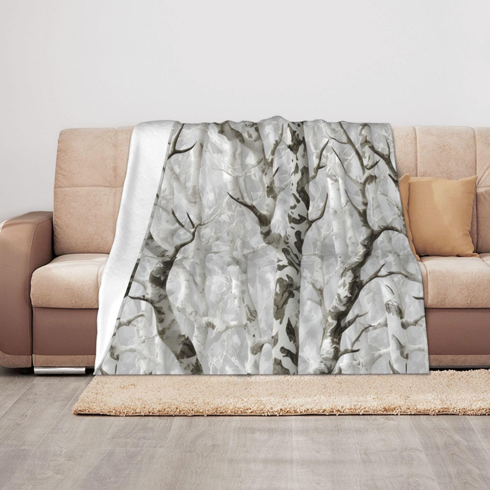 Couverture camouflage arbre blanc chaude et douce 127x100 cm