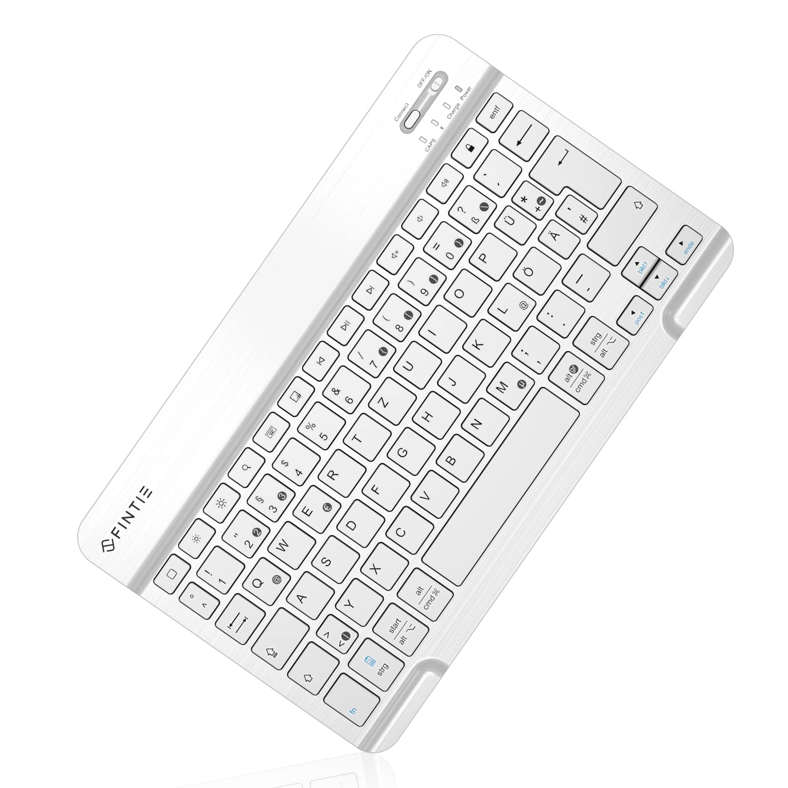 FINTIE Ultradünn Bluetooth Tastatur mit deutschem Layout QWERTZ für iPad Air/Pro/Mini/iPad 10.9/10.2/9.7/iPhone/Samsung/Android, Weiß