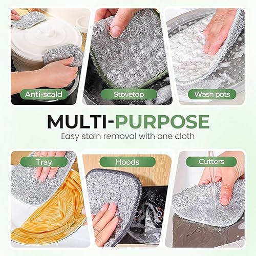 Miniatura 5 de Trapos multiusos para lavar platos de alambre 2026, almohadillas de metal de doble capa, paños de limpieza reutilizables antiarañazos para cocina,