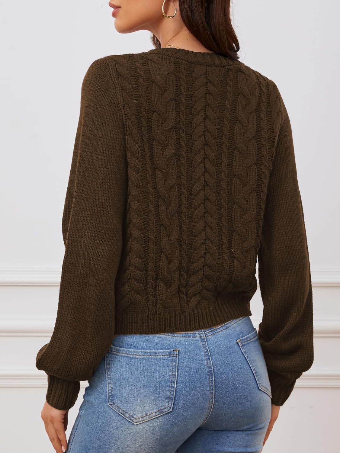 SOLY HUX Cardigan Sweaters for Women Cropped Tie Front Bow Lightweight Cardigan Long Sleeve Trendy Fall Shrugs - Image 2