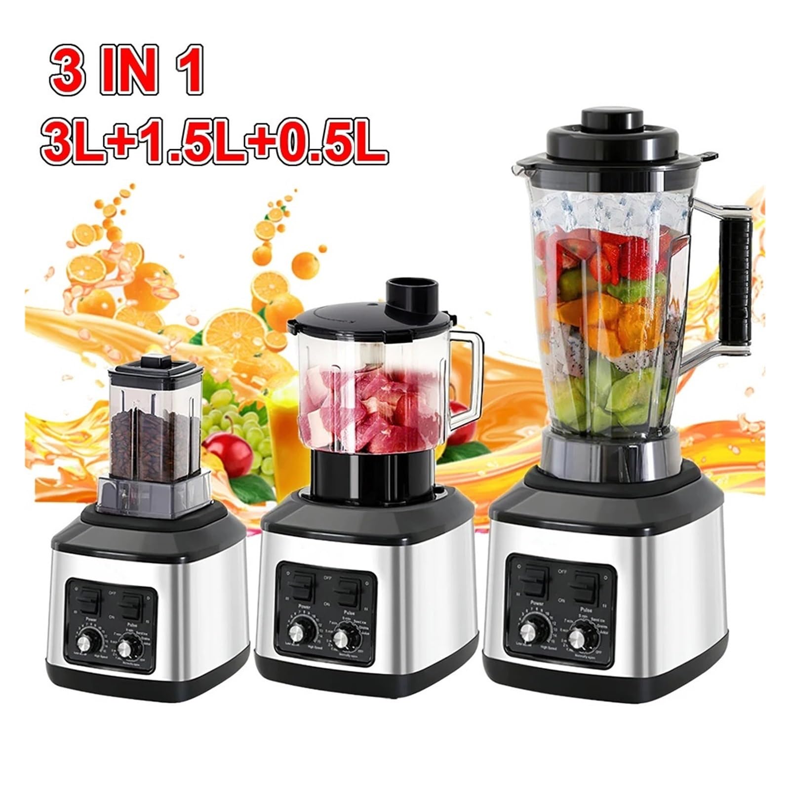 Frullatore Elettrico 3 In 1, Potente Multifunzionale Da 9500 W, For Frullati, Contenitore L +,5 + 0, Robot Cucina Mescolamento Energico