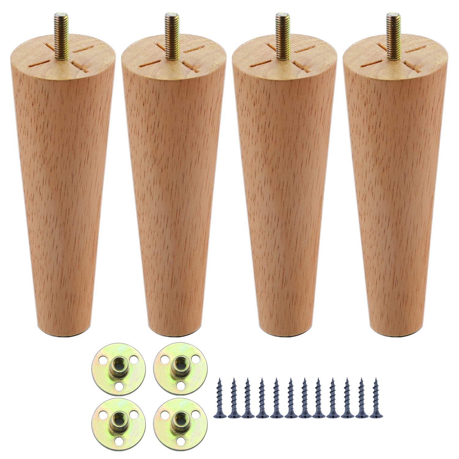 Buy Wood Chair Legs 10 Inch, Round Solid Wood Furniture Legs Set of 4