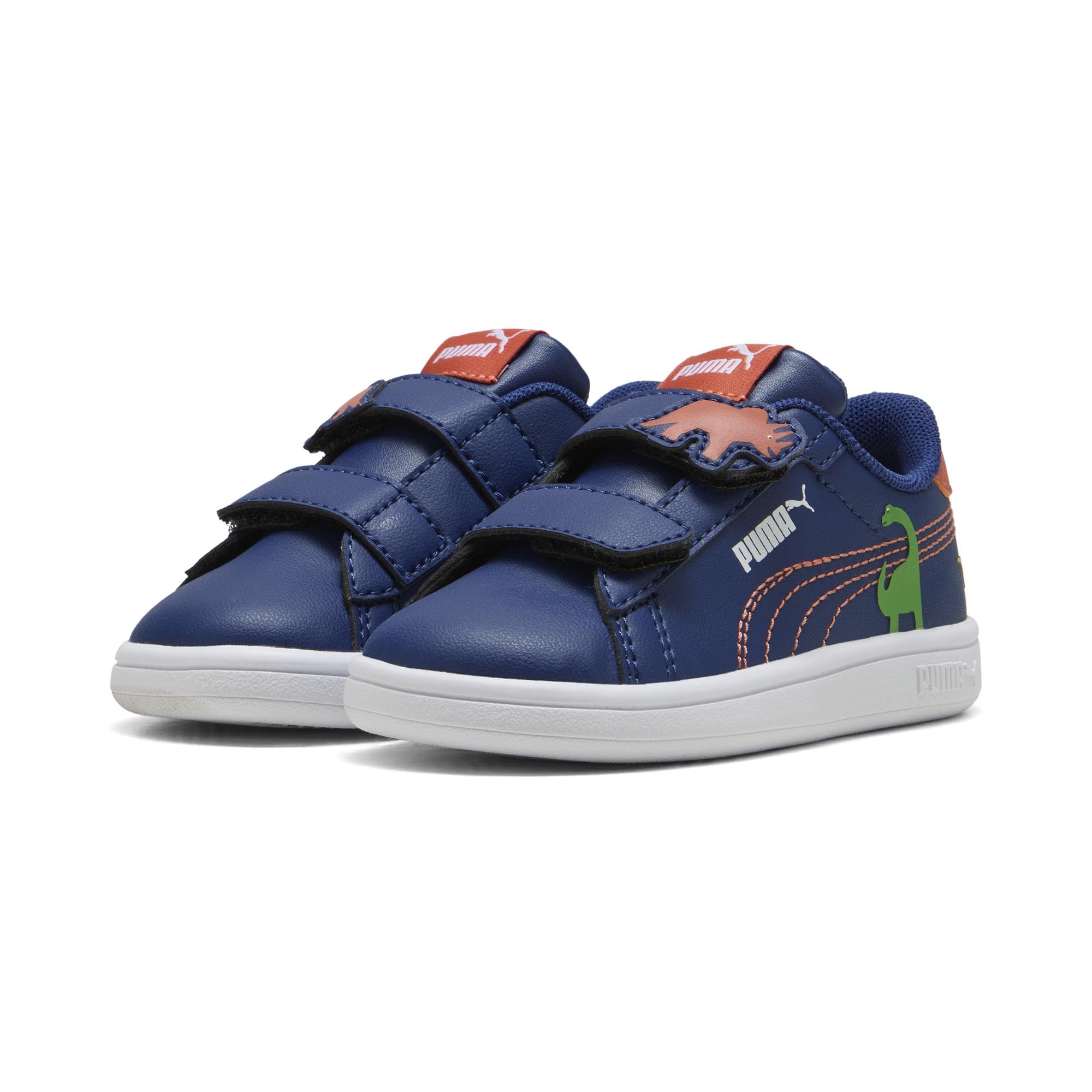 PUMA Baskets à Scratch Smash 3.0 Dino Bébé 23, Blue Jewel Green Fruit Amarena Orange