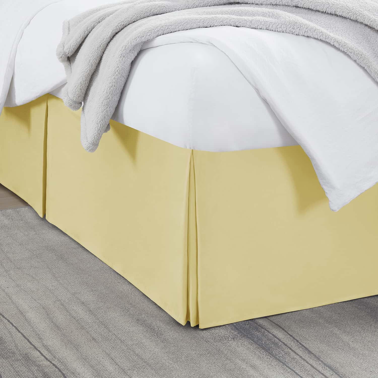 Nestl Vanilla Yellow Bed Skirt King Size - King Bed Skirt 14 Inch Drop - Brushed Microfiber Bed Skirts - Hotel Quality Pleated Bed Skirt - Shrinkage &amp; Fade Resistant