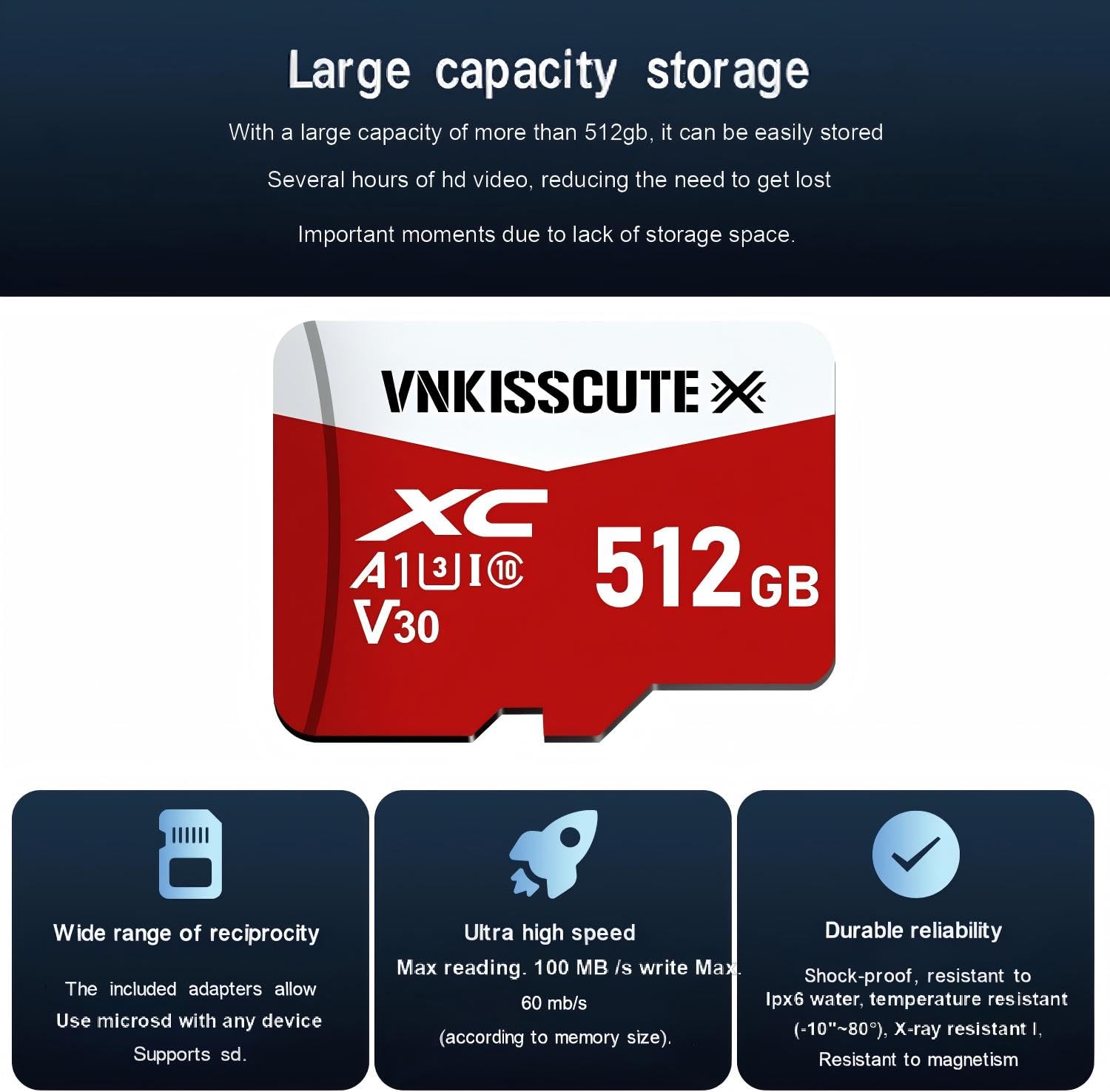 512gb Carte Mémoire Micro SD Avec Adaptateur Haute Vitesse Classe 10 Carte Mémoire Pour Smartphone/caméra De Sécurité/Tablette/Voiture Navigation ( 512gb