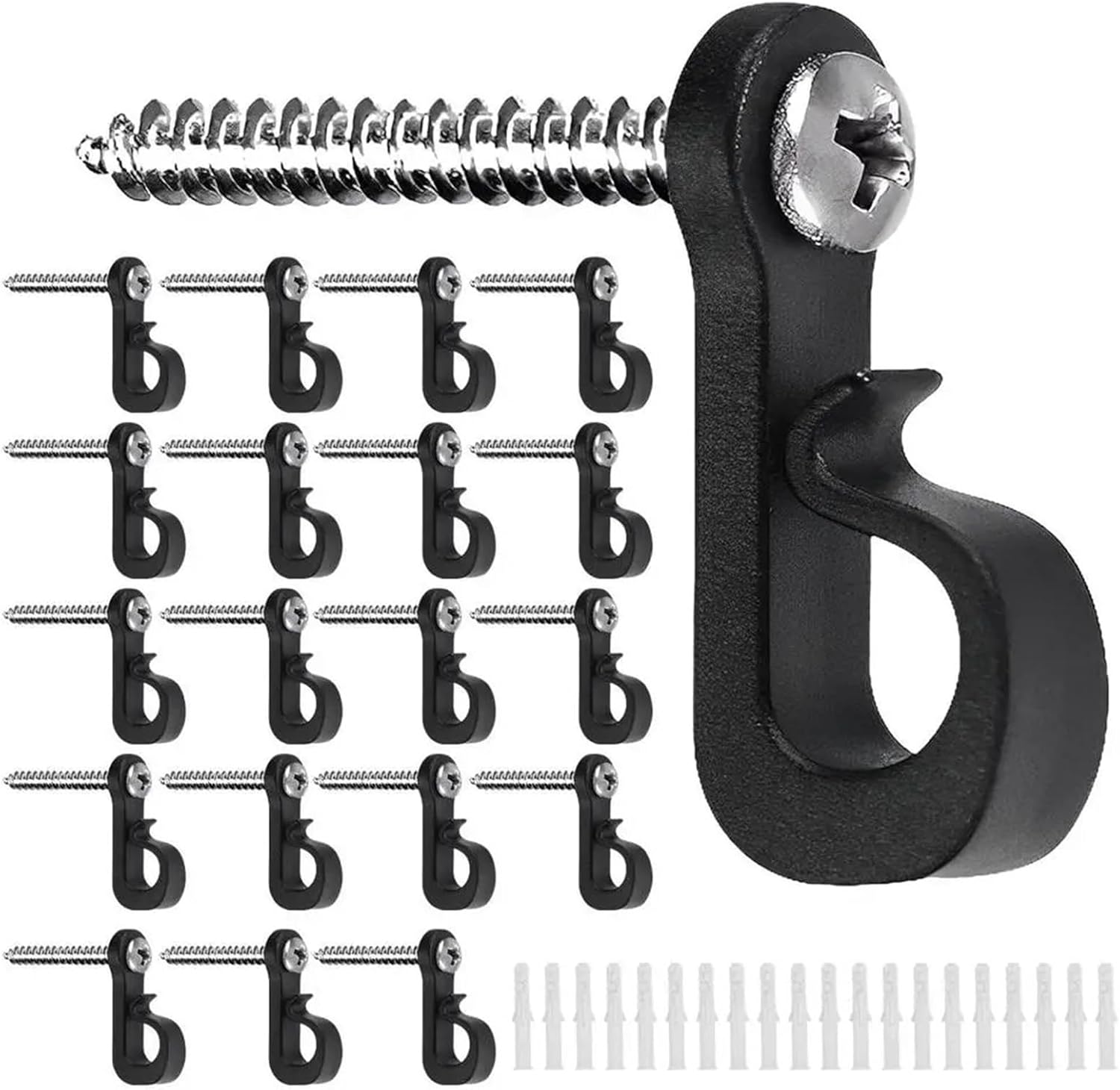 Outdoor Lighting Hooks 60pcs Christmas Light Clips Q Shape Press Buckle Plant Hook Screw Fixed(Black)