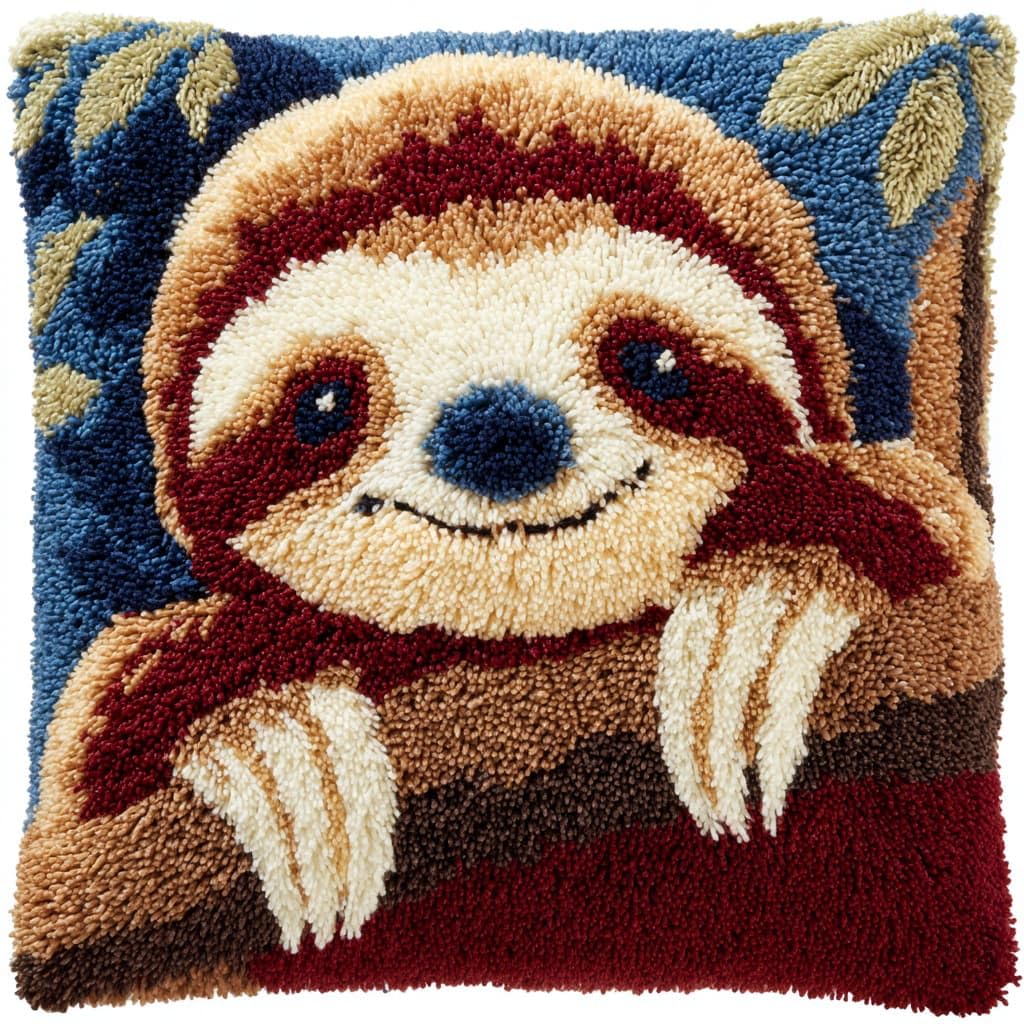 WallustrioaW Latch Hook Cushion Kits for Adults,Animal Sloth