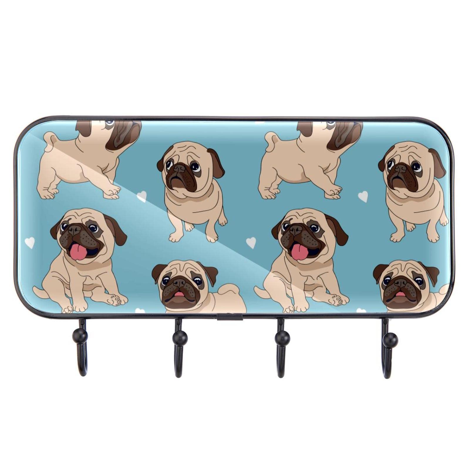 Zelfklevende haken handdoekhaken, wandhaken stok op badkamer/keuken/ slaapkamer mopshonden puppies hond Zelfklevende haken handdoekhaken, wandhaken stok op badkamer/keuken/ slaapkamer mopshonden puppies hond