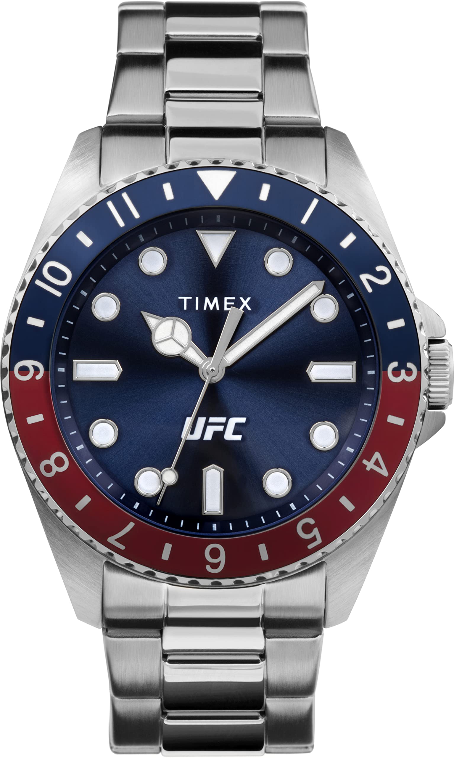 TIMEX UFC Street Collection Mens Quartz Analog Blue Dial Coloured Quartz Watch, Round Dial with 42 mm Case Width - TW2V566000D Stainless Steel, Silver Strap (B0BYD8X1JY) Amazon Price History, Amazon Price Tracker