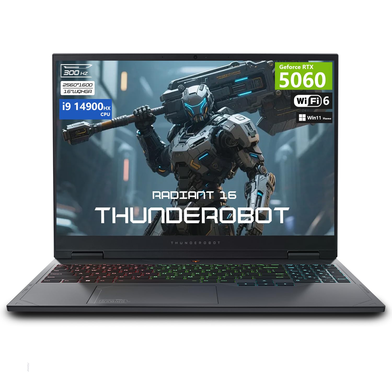 Thunderobot Radiant 16 i9 5060 2.5K Gaming Laptop, 16" QHD+ up to 300Hz 2.5K Display, Core i9-14900HX, GeForce RTX 5060, 64GB DDR5 RAM, 4TB SSD, RGB Backlit Keyboard, Wi-Fi 6, Win 11 Home, Black