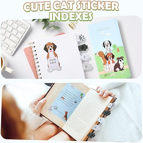 Miniatura 6 de Hommie Set de notas adhesivas de perro, pestañas divisoras de notas adhesivas para planificador, 300 hojas, marcadores de animales bonitos en forma