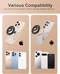 Phone Ring Holder Grip with Dual-Side Magnets, Universal Magnetic Kickstand Stand, Wireless Charging Friendly, Foldable for iPhone, Samsung, Android, Case, Desk, Car Mount, MagSafe Compatible-Black | Wireless Charging Friendly, Foldable Stand for iPh
