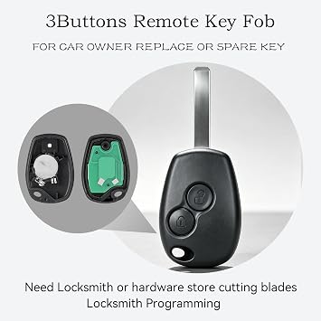2Button Remote Key Fob For Renault Trafic Master Kangoo Modus Clio Twingo