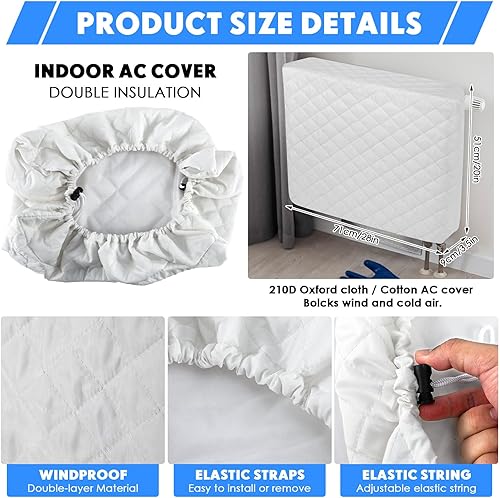 Miniatura 3 de Wovnet 2 piezas de cubierta de aire acondicionado de ventana para interiores y exteriores, ajustable, impermeable, cubierta de aire acondicionado