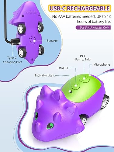 Miniatura 26 de Walkie Talkies para niños recargables, juguetes para niños y niñas de 3 a 12 años, paquete de 3 radios de 2 vías de largo alcance, regalos de Jardín