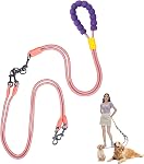 Double Dog Leash No Tangle, Adjustable Split Leads Dual Pet Walking Leash with Comfortable Padded Handle for Three Dogs, Hands - Free Dual Leashes for Small/Medium Pets (Black, Three Leashes)