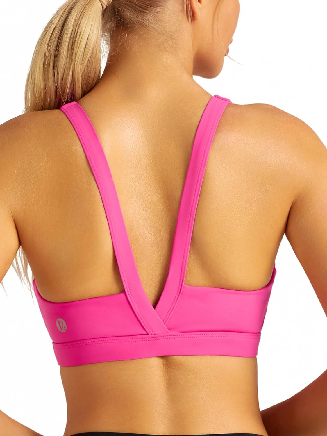 RUNNING GIRL Sports Bras for Women, Medium Support Molded Cup Sports Bras with Sewn in Pads Strappy Workout Yoga Bra