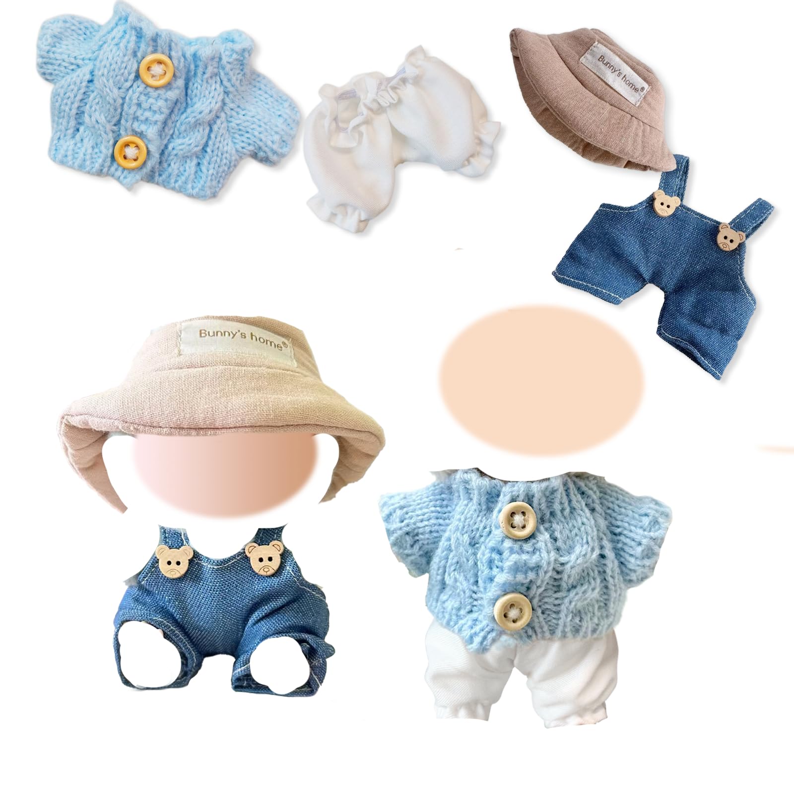 Handmade Crochet Vintage British Suit For 15-17cm Dolls - 4 Piece Formal Outfit Set