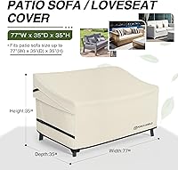 Vista 2 de Porch Shield Funda Impermeable para Muebles de Exterior para Sofá – Funda para Sofá de Patio de 3 Plazas 77 pulgadas de ancho x 35 pulgadas de Beige