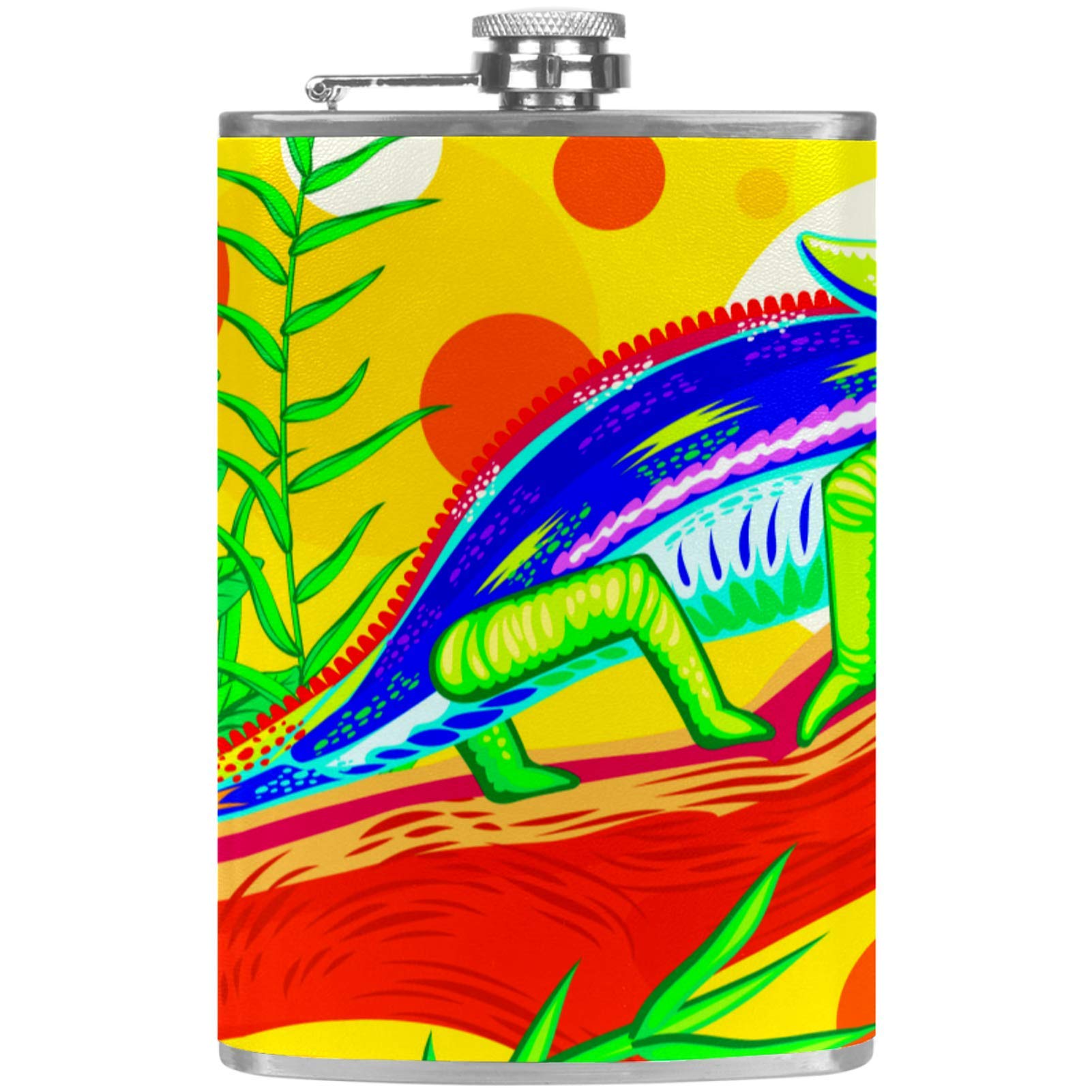 Hip Flask for Liquor Stainless Steel Leakproof with Funnel 7.7 oz Leather Cover Great Gift Idea Flask - Chameleon Yellow