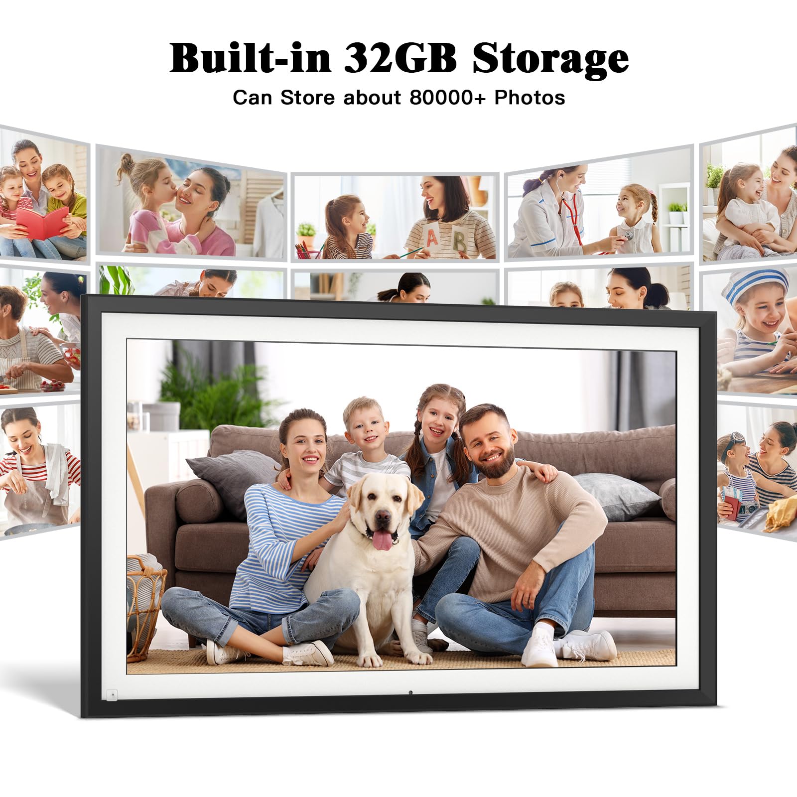 Cadre Photo Numérique WiFi 15,6" Hesmor - Écran Tactile FHD IPS, 32 Go, Partage Via App Frameo - 9