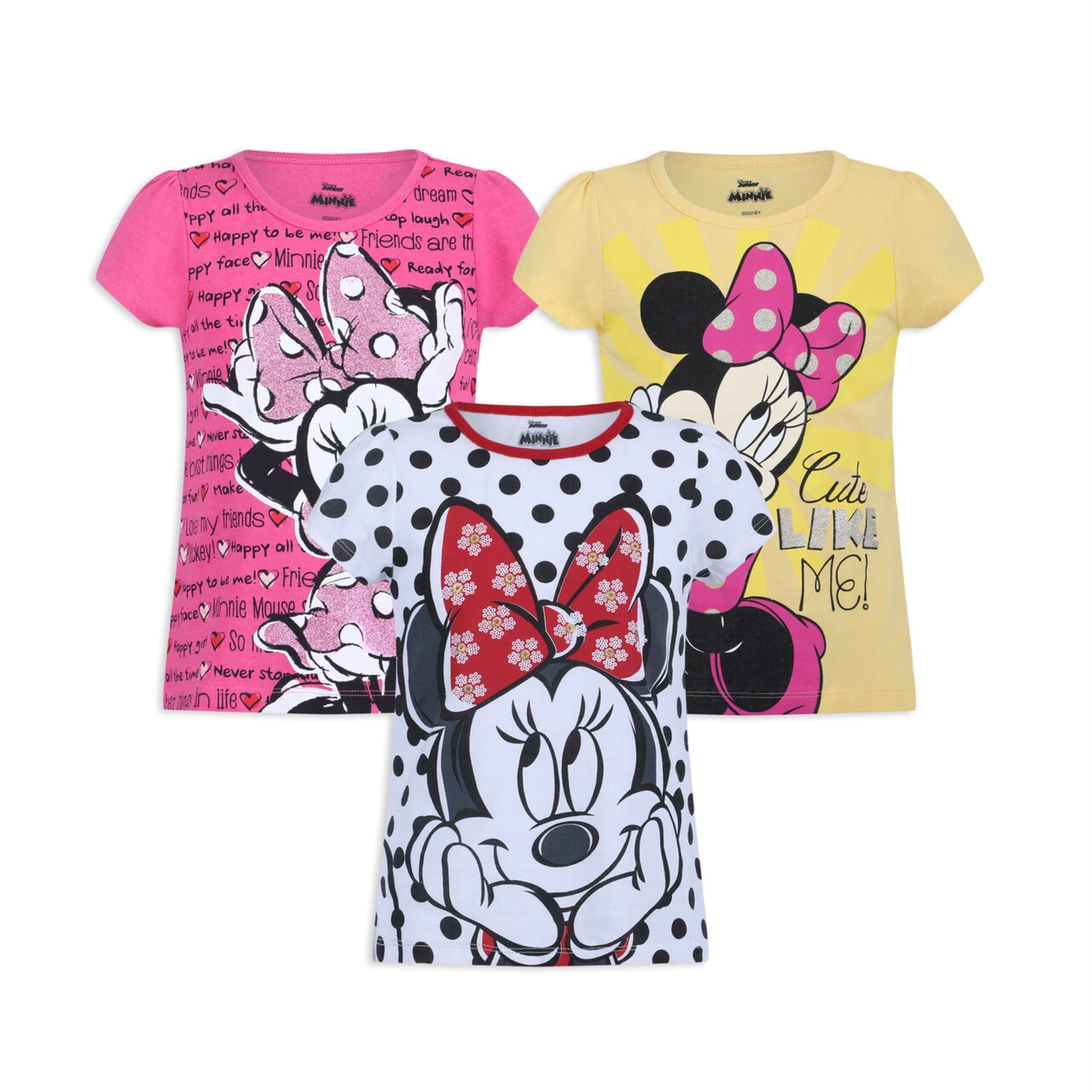 Disney Little Girls' 3 Pack Minnie Mouse Tees