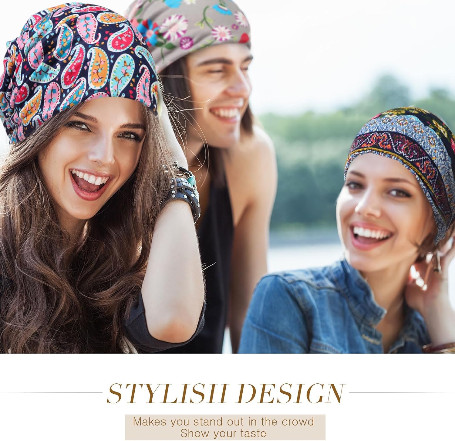 SATINIOR 5 Pieces Women's Slouchy Beanie Chemo Hat Stretch Cancer Head Wraps Sleep Head Scarf for Cancer Patient - Image 5