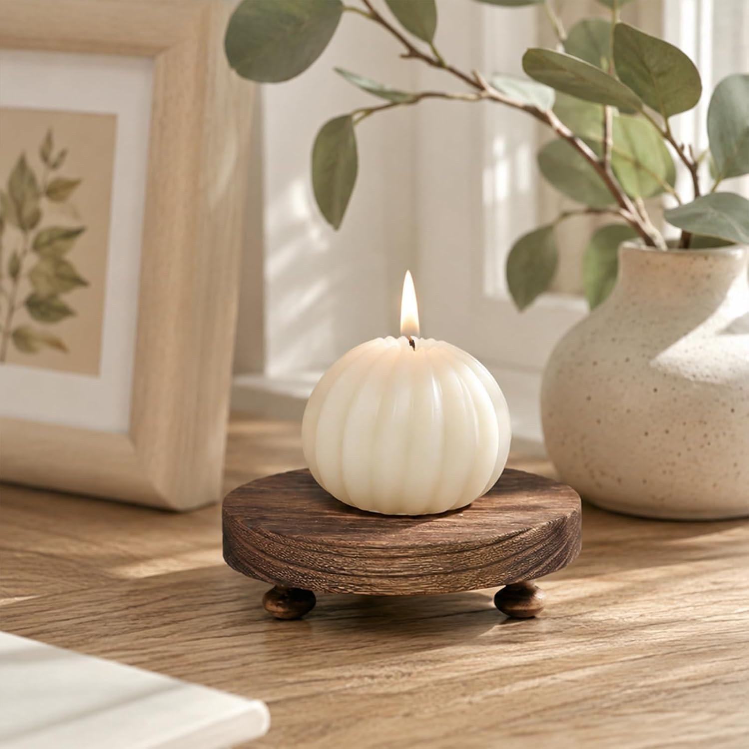 Wood Riser for Display Stand, 4.72inch Holder for Rustic Farmhouse Decor, Tiered Tray Decorations, Round Pedestal Stand for Boho Decor, Shelf Decorations - Lamp Riser Cake Stand Plant Stand