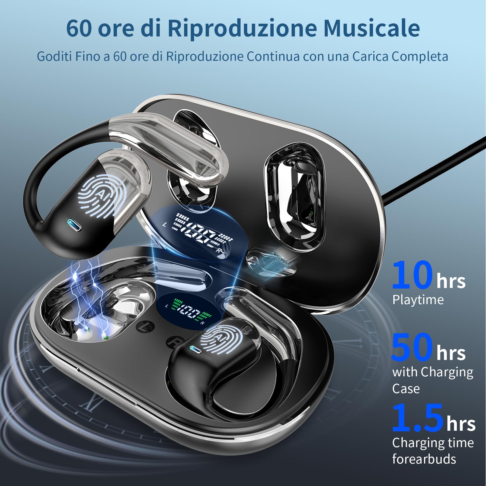 Paekole AI Cuffie Traduzione Simultanea, 2026 Auricolari Bluetooth 6.1 Wireless, 4 in1 Cuffie Traduzione Bluetooth 60 ore con ENC, 198 Lingue Auricolari Traduttori Istantanei Vocali Gratuite