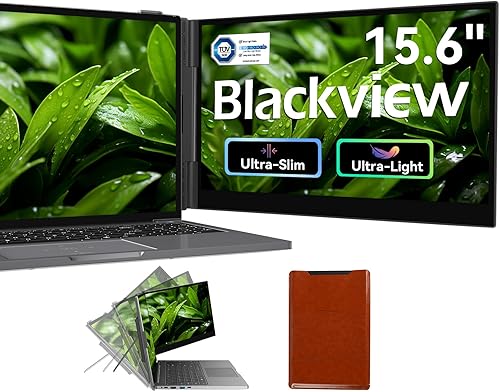 Blackview Extensor de pantalla para laptop, 1.7 libras ultraligero y ultradelgado de 0.17 pulgadas, 15.6 pulgadas, FHD 1080P IPS, monitor dual de