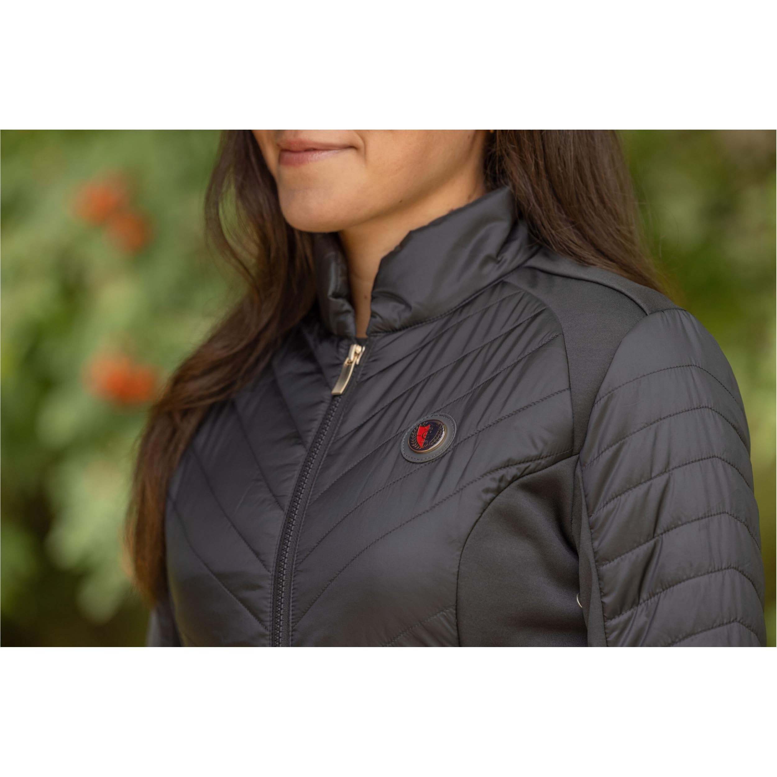 Covalliero - Damen Combijacke Anniversary – Übergangsjacke mit Kragen – Steppjacke mit 2-Wege-Reißverschluss & 2 Einschubtaschen – leichte & atmungsaktive Reitjacke in Graphite – XS-XL