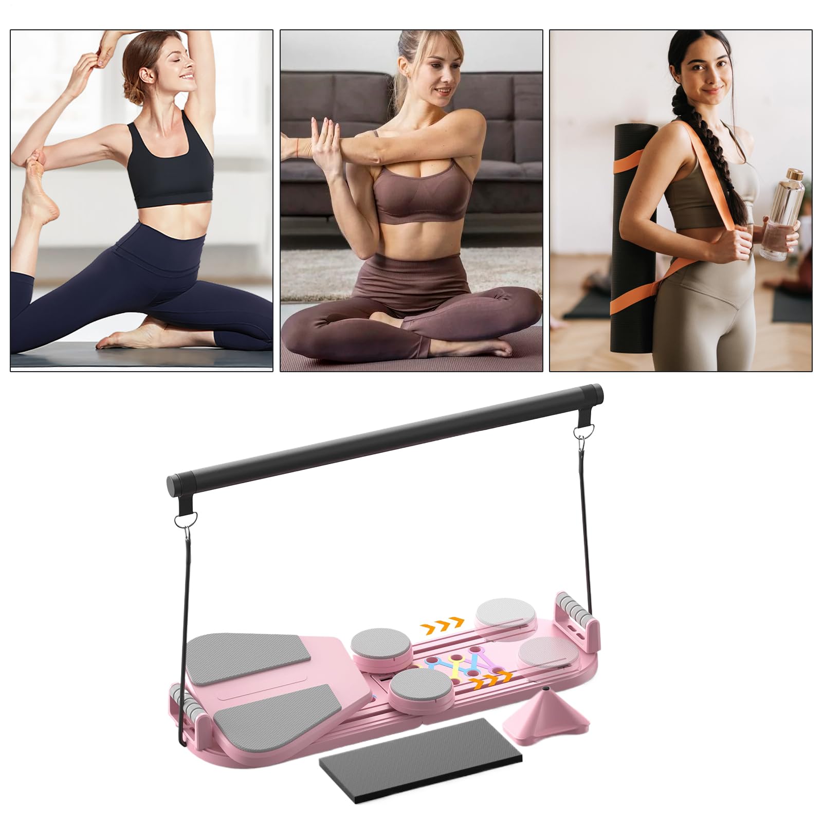 Tabla de Pilates Plegable,Equipo de Fitness 5 en 1 | Ayuda De Entrenamiento Abdominales para Mujeres Hombres Adultos Principiantes Amantes de Fitness y Yoga en Casa Gimnasio Estudio