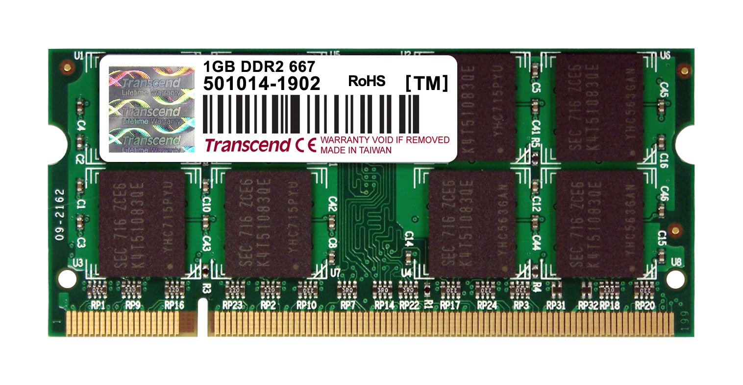 Transcend Memory 1GB DDR2 667 Mhz (PC2 5300) Non-ecc Non-Registered  So-dimm, 200