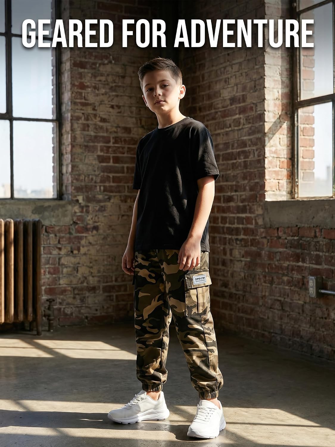 3-Pack Boys Quick Dry Cargo Pants, Lightweight Athletic Joggers Outdoor Hiking Sweatpants for Kids Size 8-12Y